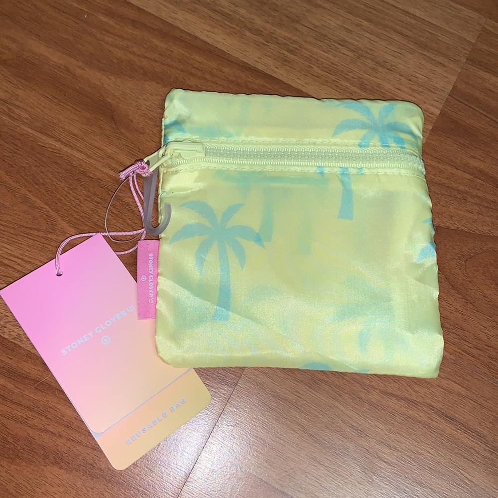 NWT Stoney Clover Lane x Target Reusable Tote Bag Light Yellow/Green Palm Tree - Picture 2 of 6